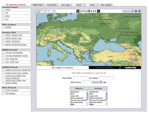 GLCF - map search. Ecranul inițial