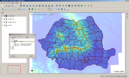 Exemplu interfață QGIS